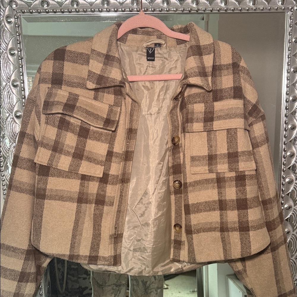 Plaid Tan and Brown Women's Jacket